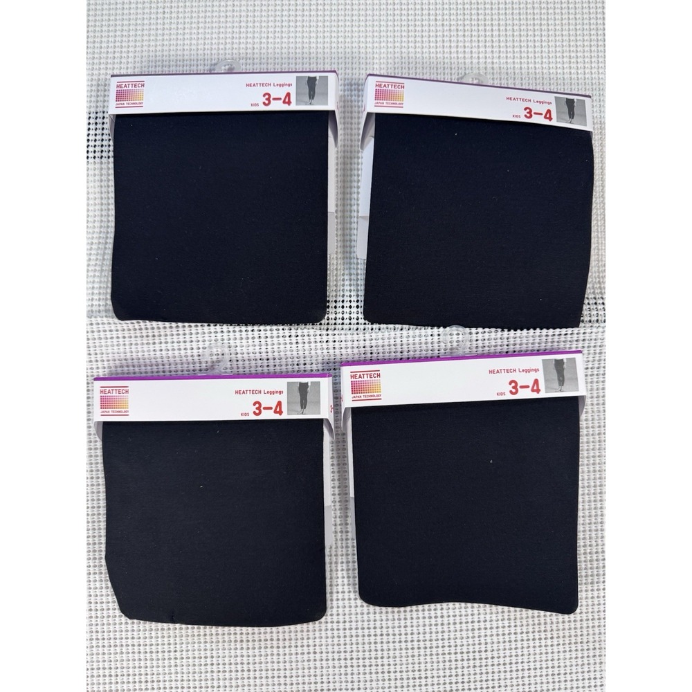 4 Pack Uniqlo Heattech Kids Thermal Leggings Black Size 3-4 NWT Base Layer